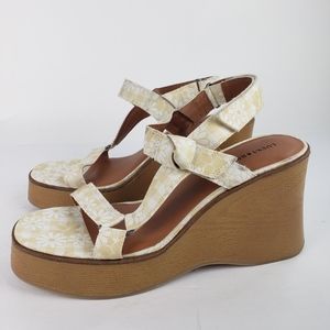 Lucky Brand Demmia Platform Wedge Sandal In Buttered Yellow Size 11